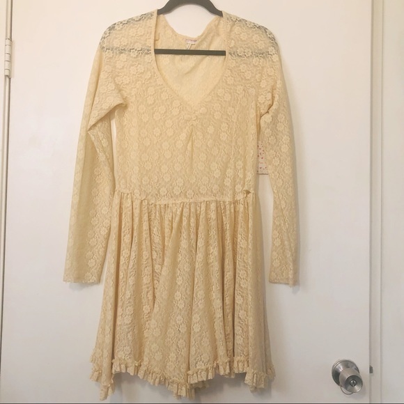 SOLDNWT Free People Women's Long Sleeve Witchy Lace Skater Dress Tea Size Medium - Picture 7 of 12